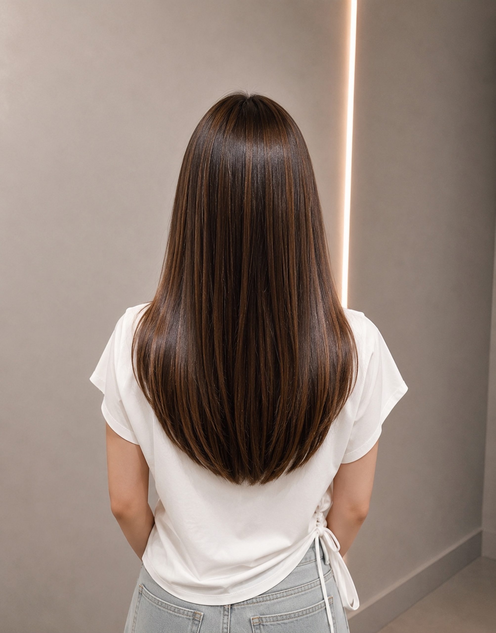 Soft, natural-looking smooth hair after Kimarie Keratin Treatment 3.0 biomimetic lamination treatment